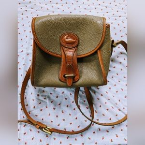 Vintage Dooney and Bourke Essex AWL Crossbody Bag - Taupe & Cognac